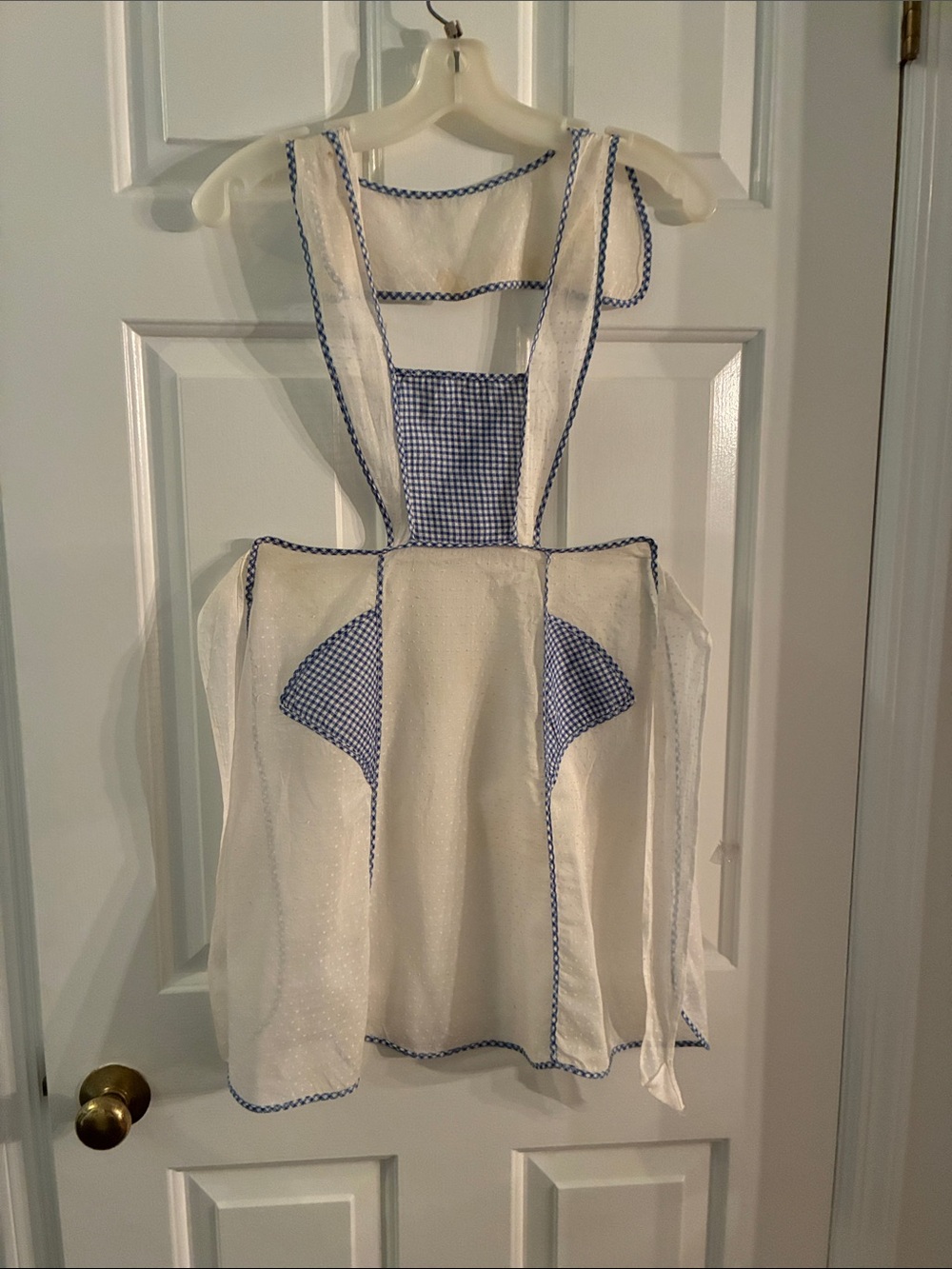 White dotted Swiss vintage apron